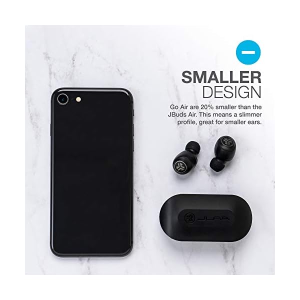 JLab-Audio-Go-Air-True-Wireless-Earbuds-Bluetooth-Wireless-Headphones-and-USB-Charging-Case-with-Dual-Connect-Custom-EQ3-Sound-and-Smallest-Fit-Ever-Black JLab Go Air Wireless Earphones, True Wireless Ear Buds with USB Charging Case, Bluetooth Earbuds with Dual Connect and…