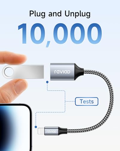 RAVIAD Lightning to USB Adapter [MFi Certified] iPhone USB OTG Adapter for iPhone 14 13 Pro/Max, iPad Air4/mini5, iOS OTG Cable Adapter Supports Mouse, Keyboard, U Stick, Card Reader, Camera