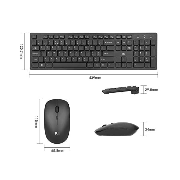 Wireless keyboard and Mouse Set,Rii RK200 Standard Full Size Wireless Keyboard and Mouse 104 Keys for Work Office Home…