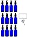 JUVITUS 2 oz Cobalt Blue Glass Boston Round Bottle Black Treatment Pump (12 pack) + Funnel