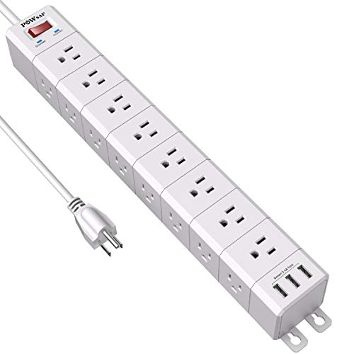 Power Strip (3Sided) with 8 Ft Cord, POWSAF Surge Protector (4100