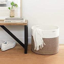 Goodpick 2pack Large Woven Blanket Storage Baskets