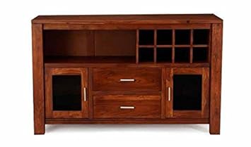 Aprodz Sheesham Wood Wine Storage Eradu Stylish Bar Cabinet for Living Room | Honey Finish