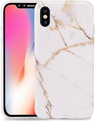 iPhone X Case iPhone 10 Case DMcore Marble Design Soft Lightweight Smooth Back Cover for iPhone X-White/Gold