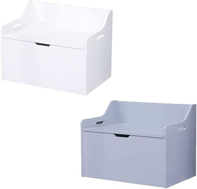 AVC Designs Toy Chest Ottoman Bench White MDF with Soft Close Hinges