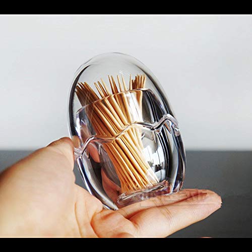 MonLiya Acrylic Toothpick Holder Crystal Toothpick Dispenser Bucket Plastic Toothpick Box Egg Shape Toothpick Case Pocket Restaurant Kitchen Gadgets Desk Storage Box(Without Toothpick)