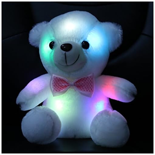 Bstaofy WEWILL Glow White Teddy Bear Stuffed Animal LED Colorful Night Light Plush Toy Soft Floppy Gift for Kids on Birthday Christmas Festivals, 8-Inch - Image 6