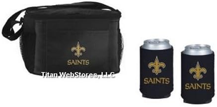NFL Football Team Logo Picnic Cooler &amp; Neoprene Beverage Coolies (2) Gift Set (Saints)