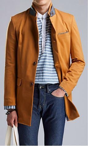 Mensstreet メンズ ジャケット ロング コート 長袖 L イエロー コート ジャケット 通販 Amazon