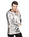 Coofandy Men's Nightclub Style Metallic Shiny Casual Long Sleeve Pullover Hoodie Silver Large