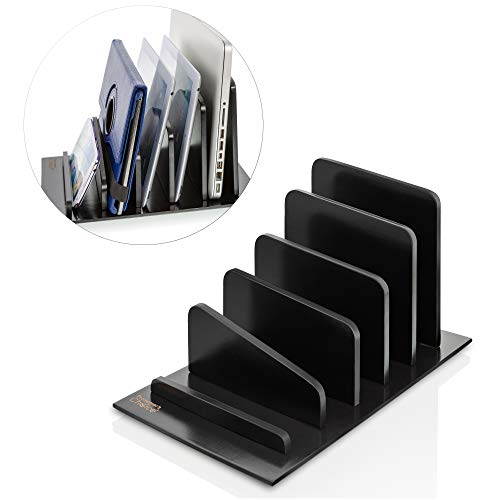 Prosumer's Choice Bamboo 5 Device Tablet Smartphone Rack and Desktop Organizer Holder for File Folders Magazines - Black