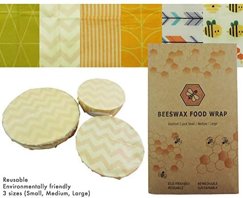 Set of 3 Beeswax Wraps: Small, Medium and Large. 6 Designs. Reusable, Eco Friendly, Zero Waste Food Wrap (Pink Zig Zag)