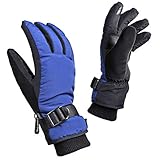 OZEROÂ WinterÂ Ski GlovesÂ for Boys and Girls with 3MÂ ThinsulateÂ Insulated Cotton - WaterÂ ResistantÂ andÂ Windproof for Snow Skiing Blue-Black