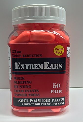 ExtremEars Premium Soft Foam Ear Plugs, NRR 32 Decibels, 50 pairs
