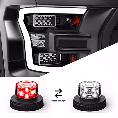 SpeedTech Lights 6 LED 18W Strobe Light for Police Cars, Construction Trucks, Service Vehicles, Plows, Emergency Vehicles. Surface Mount Grille Flashing Hazard Beacon Light – Red/Clear Alternating