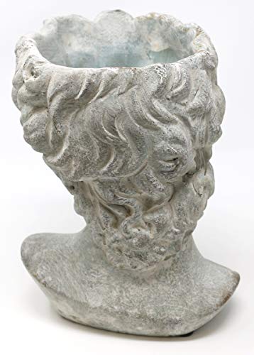 Pflanztopf Büste Adonis, Zement, grau, 27 cm, Blumentopf Kopf Antik Design Pflanzkopf – Bild 3