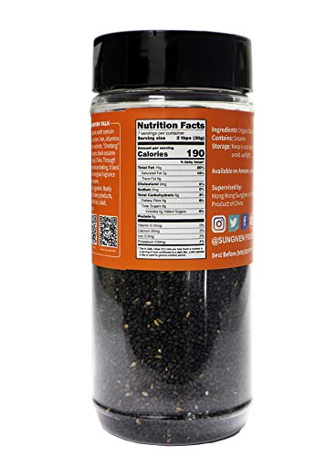 ONETANG Organic Black Sesame Seeds, Low Temp Roasted, Non-GMO, Gluten-Free, HACCP, Vegan, 7.76 oz Pots (Pack of 2)