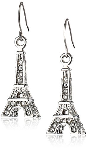 Betsey Johnson Women's Crystal Rhodium Eiffel Tower Drop Earrings Crystal Drop Earrings
