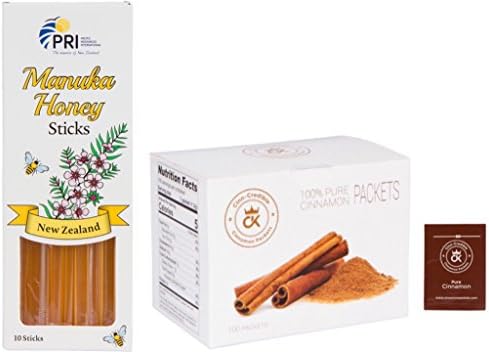 Manuka Honey Sticks and Cinnamon Packets (Manuka Honey and Cinnamon, 10 Count Each (20 Total))