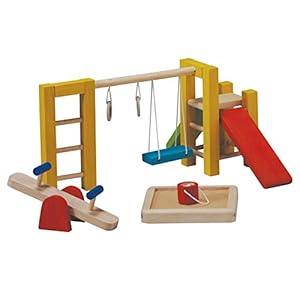 PlanToys Wooden Dollhouse Playground Equipment (7153) | Sustainably Made from Rubberwood and Non-Toxic Paints and Dyes