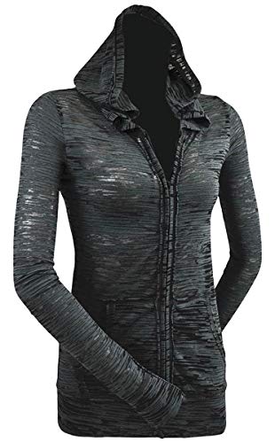 Kavio! Junior Camouflage Striped Burnout Raw Edge Long Sleeve Zip Hoodie