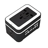 Travel Adapter, Myguru Worldwide All in One Universal Travel Adaptor Power Converters Wall AC Power Plug Adapter Wall Charger with Dual USB Charging Ports for USA EU UK AUS Cell phone laptop