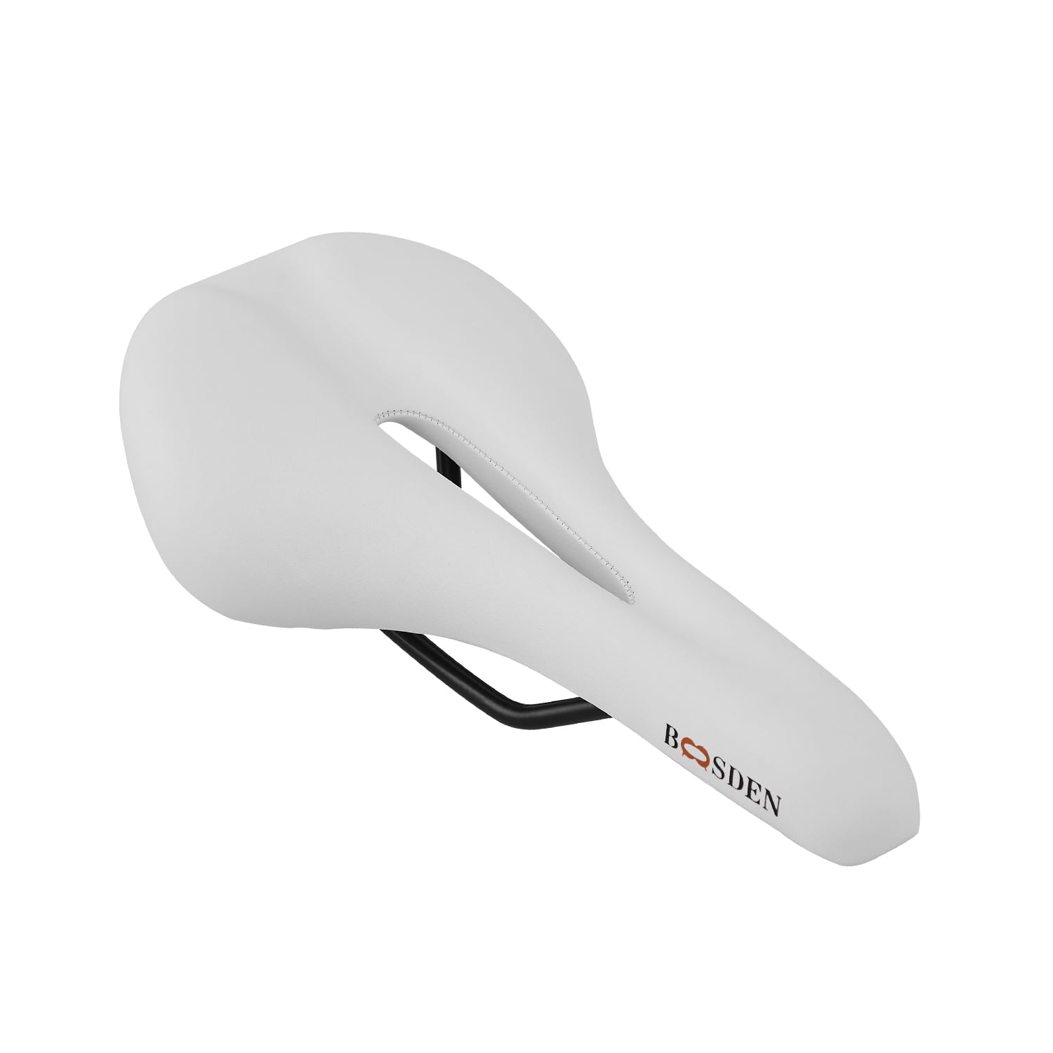 BOOSDEN White Bike Seat, Comfortable Bike Saddle, Soft Bicycle Saddle for Men Women, Waterproof PU Leather Spring Bicycle Seat, Gel Bike Seat, Ideal for Mountain Bike, Road Bike, Exercise Bike