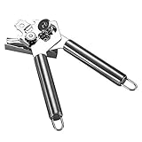 Manual Can Opener-Topbest Professional Ergonomic Openers Stainless Steel Tin Lid Lifter Design-Smooth Edge Large Handle and Knob - Built In Bottle Cap Opener and Soda Tab Lifter