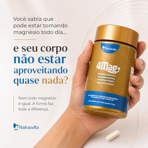 Kit 360 cápsulas Magnésio Quelato 4 em 1. Dimalato + Bisglicinato + Citrato + Taurato + Vitamina D3