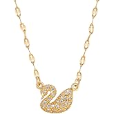DIAMANTIO 18K Gold Plated Swan Pendant Necklace – Elegant Cubic Zirconia Crystal Jewelry for Women
