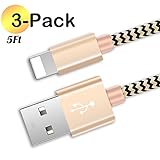 Lightning Cable,Becaso Charger Cable for iPhone 6/6s/6 Plus/6s Plus/iPhone 5/5s/iPhone 7/7 Plus,3-Pack(5ft/1.5M) Nylon Braided Charging Cable for iPhone Lightning iOS Devices