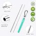 2 Pack Reusable Metal Straws Collapsible Stainless Steel Drinking Straw Travel Portable Telescopic Straw with Case,2 Cleaning Brushes Included Black/Turquoise