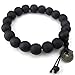 KONOV Mens Womens Wood Bracelet, 2pcs 11mm Tibetan Beads Buddhist Prayer Mala, Black