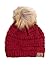 ScarvesMe Soft Stretch Cable Knit Ribbed Faux Fur Pom Pom Beanie Hat