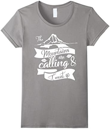 Women's The Mountains are Calling and I Must GO Funny Camper T-Shirt XL Slate