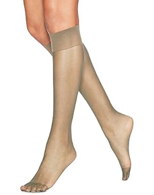 Hanes Silk Reflections Silky Sheer Knee Highs with Reinforced Toe 2PK_Natural_OS