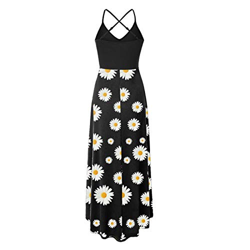 Women\'s Dress, Fashionable Casual v-Neck Sleeveless Halter Strapless Sexy Printed Dress(Black-13,XL)