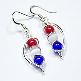 Red White and Blue American USA Flag Dangle Earrings 4th of July Independence Day Gift