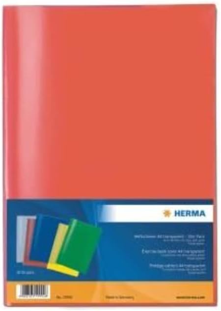 HERMA Clear A4 Exercise Book Cover Pack 10 Assorted Colours PVC Free