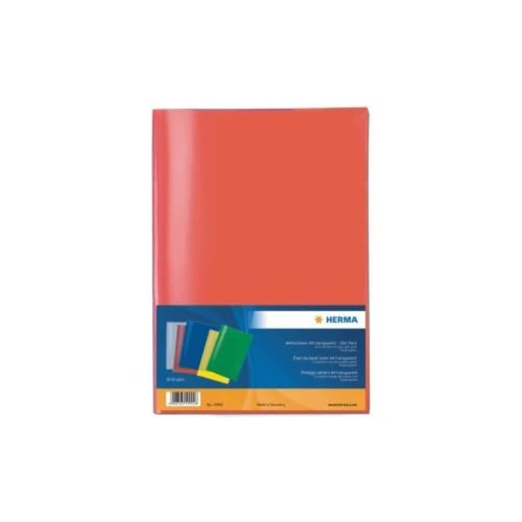 HERMA Clear Exercise Book Cover A4, made of wipeable and sturdy plastic, slip on cover jackets for school, pack of 10, assorted colours,19992