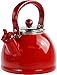 Calypso Basics by Reston Lloyd Harmonic Hum Whistling Teakettle with Glass Lid, 2.2-Quart, Red