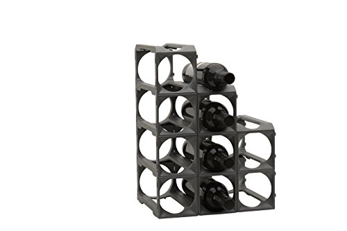 Stakrax - Stackable, Modular Wine Rack - 12 Bottle Set - Silver