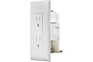 RV Designer AC Self-Contained Dual Outlet with Cover Plate S811 - 15 Amp 125 VAC Power Outlet Receptacle for RVs & Motorhomes - White - Safe & Simple Design - Dual Slots - OEM Use
