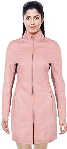 Labeeb Fashion Women's Light Pink Color Faux Leather Long Jacket
