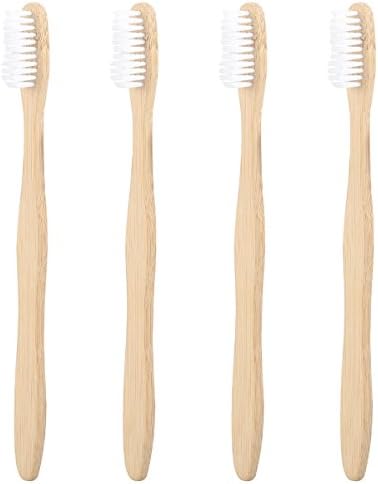 Eroboo Natural Bamboo Toothbrush Green Biodegradable Soft Bristles 4 Packs for Adult