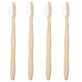 Eroboo Natural Bamboo Toothbrush Green Biodegradable Soft Bristles 4 Packs for Adult