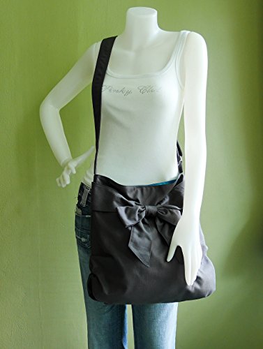 Virine grey shoulder bag, cross body bag, messenger bag, everyday bag, handbag, travel bag, tote, bow, women - JENNIFER - Thumbnail 3