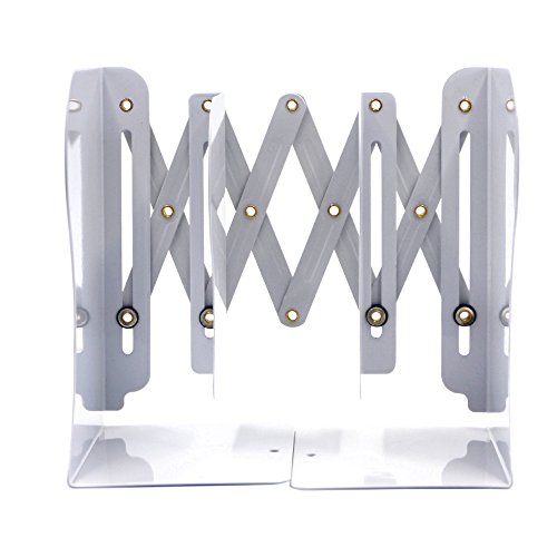 Md Trade Bookends Metal Iron Adjustable Books Holder Stand Desk Heavy Duty Nonskid Bookend, White - Thumbnail 2