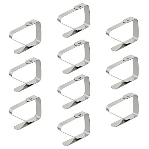 FineInno Stainless Steel Tablecloth Clips Table Cover Clamps Endurable Metal Tablecloth Holders Anti Wind for Home Party and Picnic (10pack)