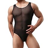 YiZYiF Men's Sheer Soft Jockstrap Leotard Singlet Bodysuit
